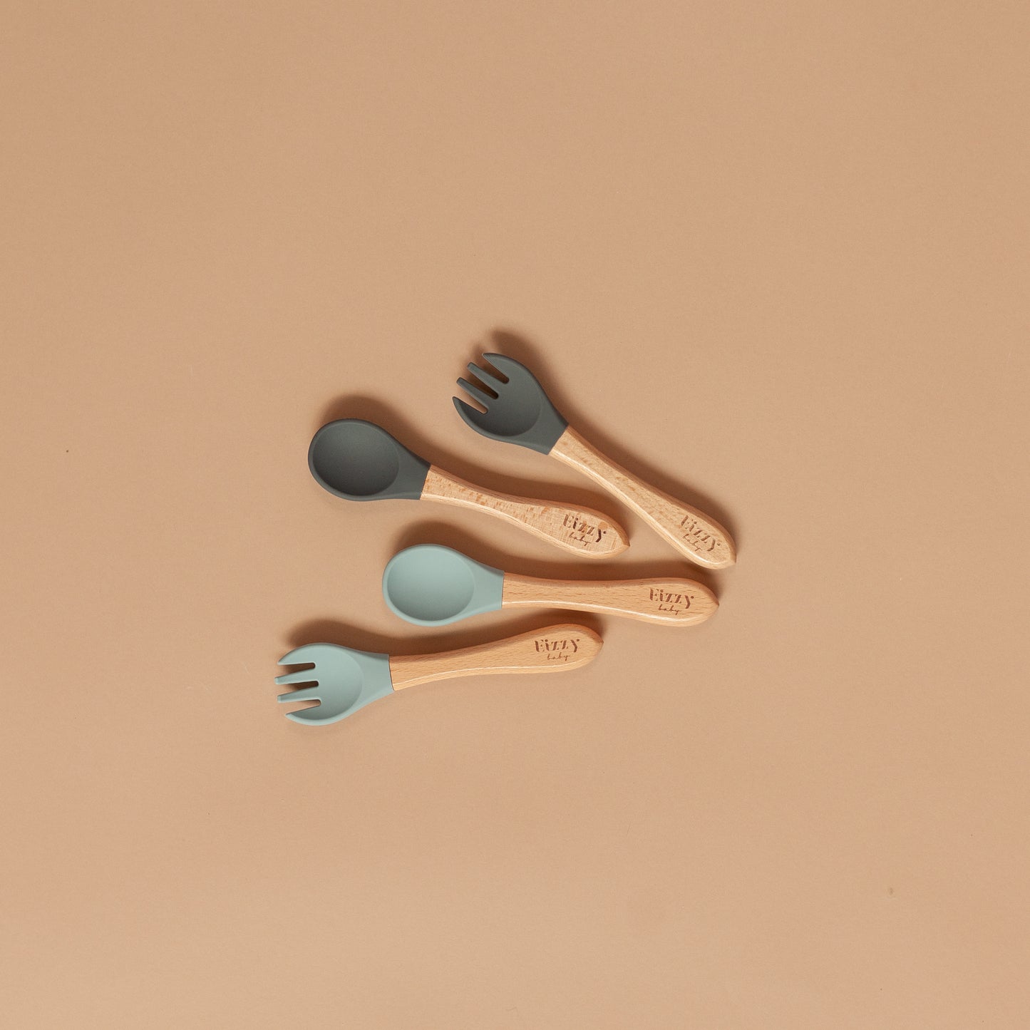 Bamboo Spoon and Fork Set (Dark Grey)