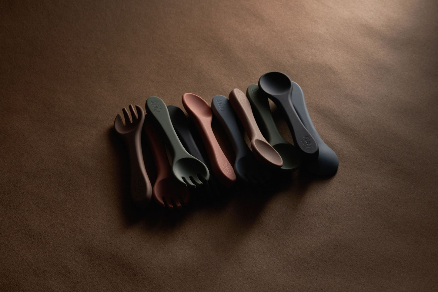 Silicone Spoon and Fork Set (Taupe)