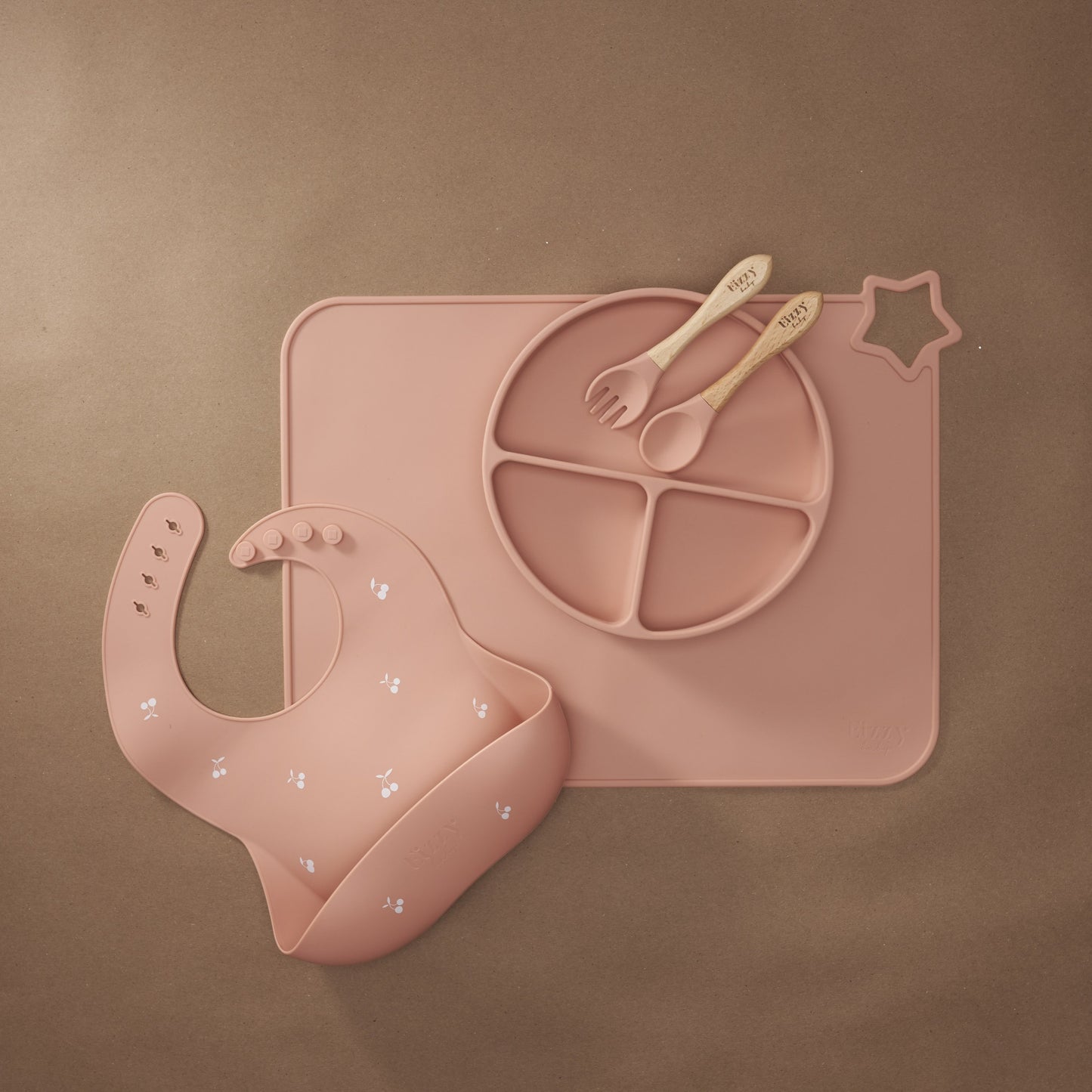 Baby Silicone Bib (Muted Pink Cherry)