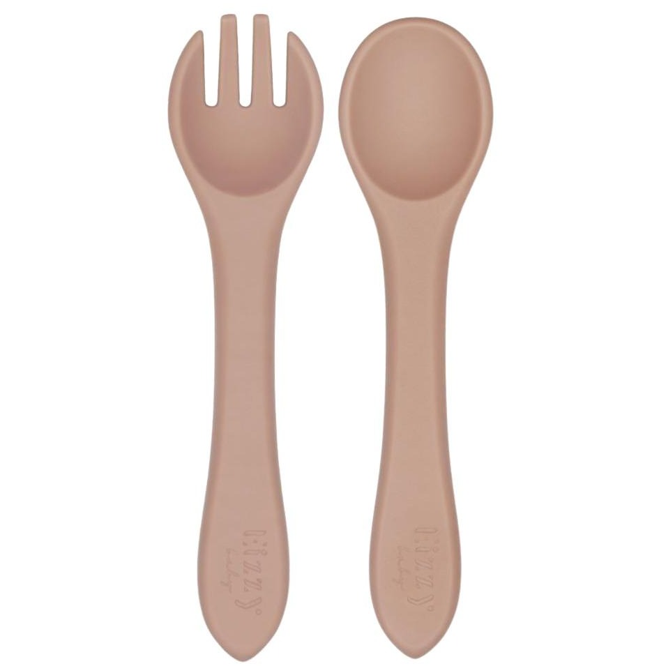Silicone Spoon and Fork Set (Taupe) – Eizzy Baby