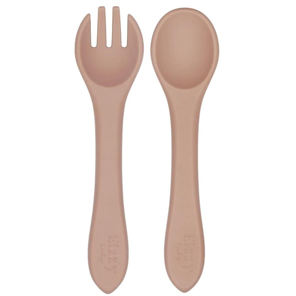 Silicone Spoon and Fork Set (Taupe)