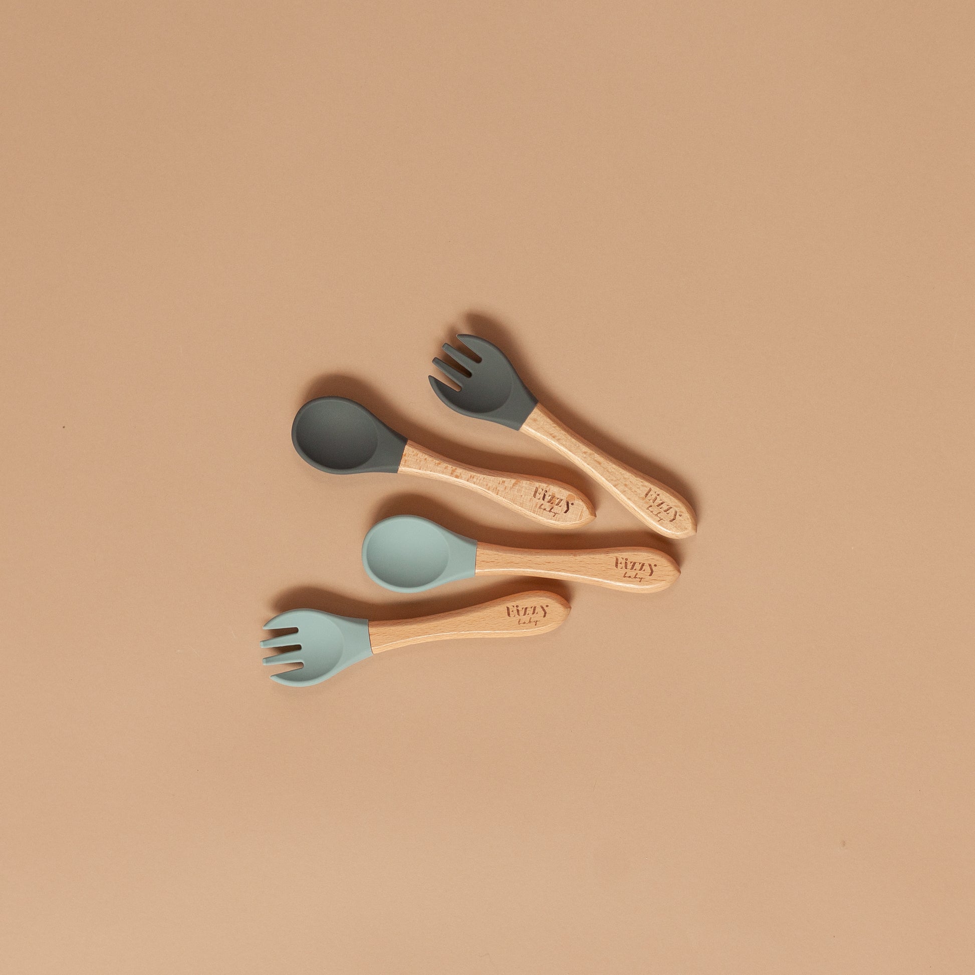 Silicone Spoon and Fork Set (Muted Blue) – Eizzy Baby