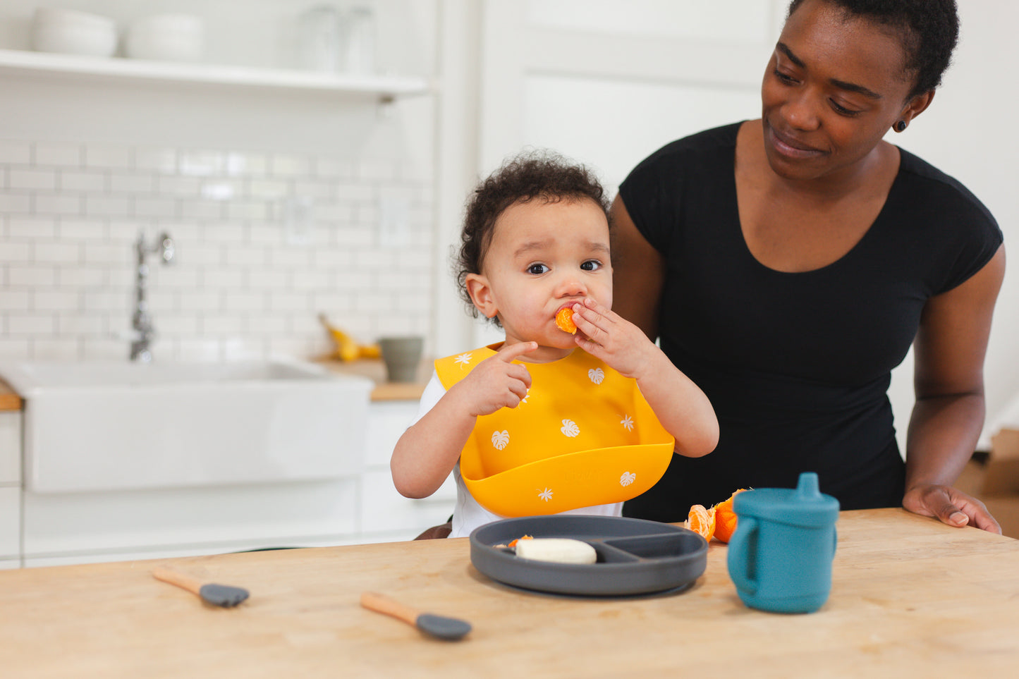 Baby Silicone Bib (Sage)