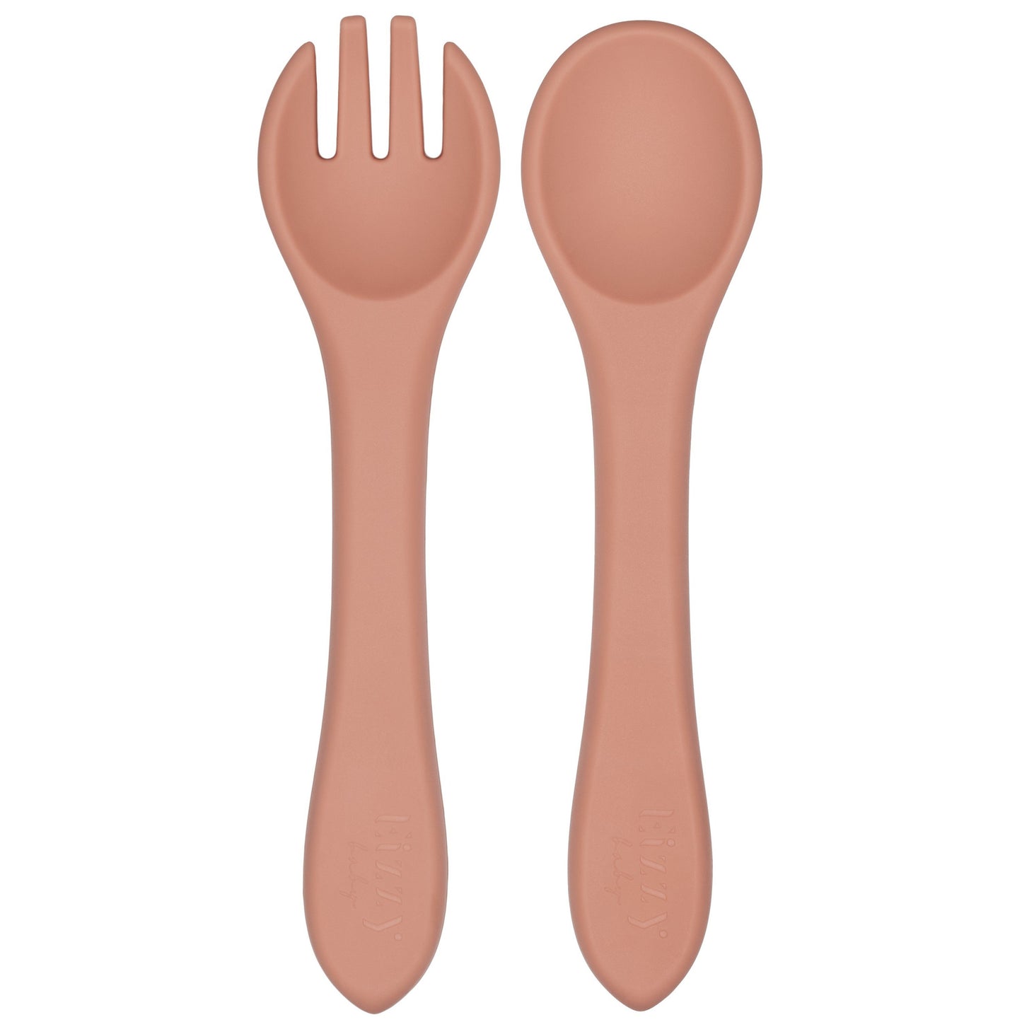 Silicone Spoon and Fork Set (Muted Pink)