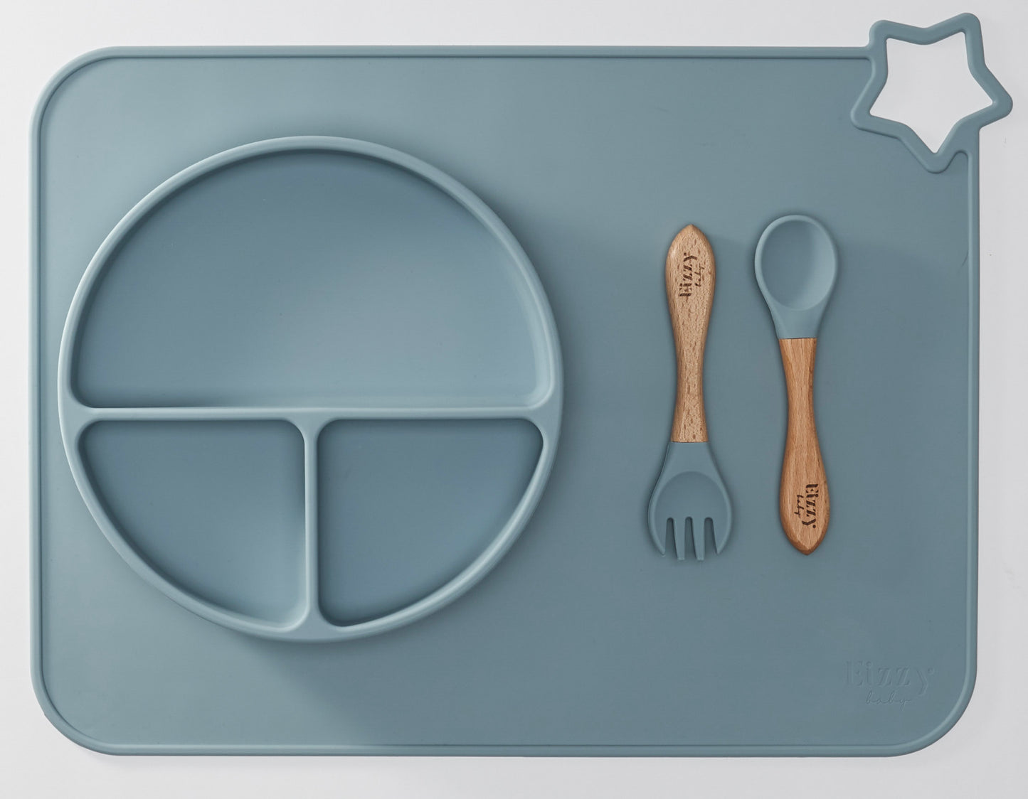 Bamboo Spoon and Fork Set (Muted Blue)