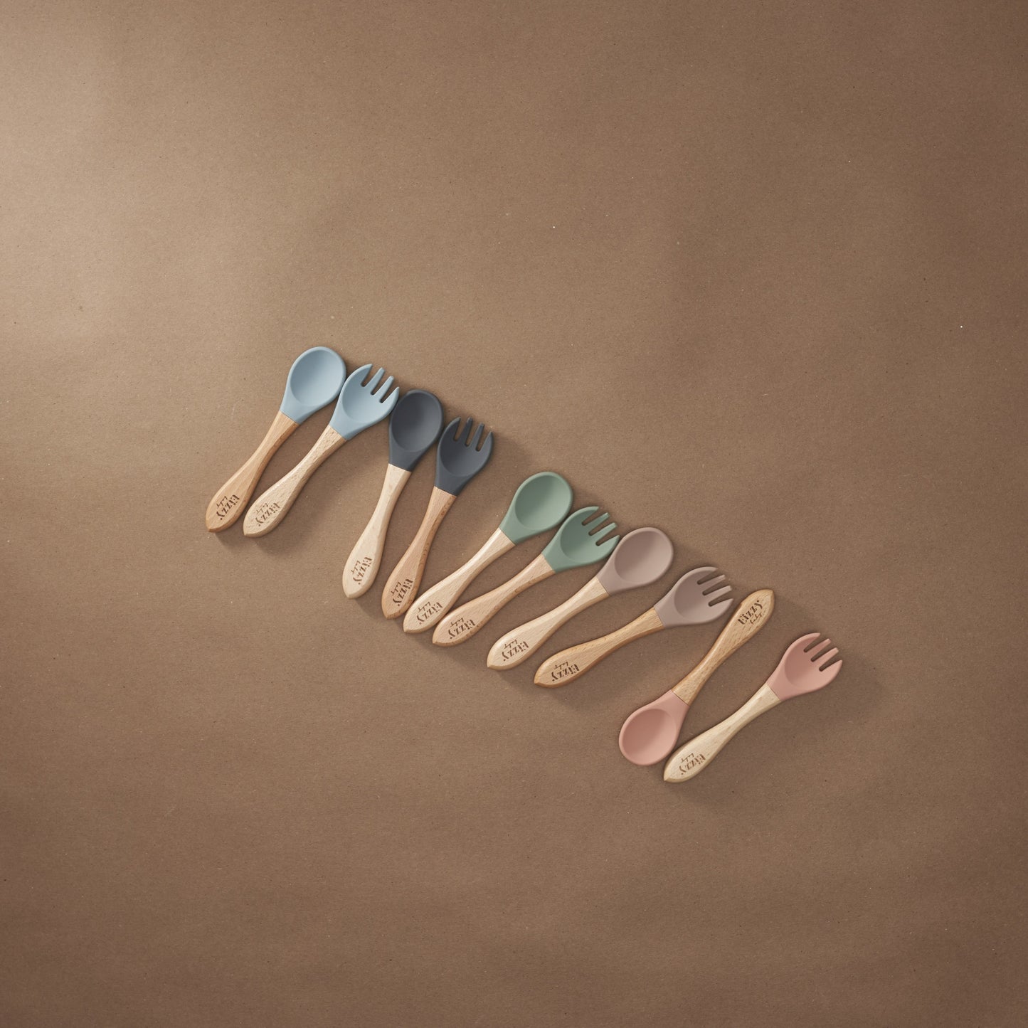 Bamboo Spoon and Fork Set (Muted Pink)