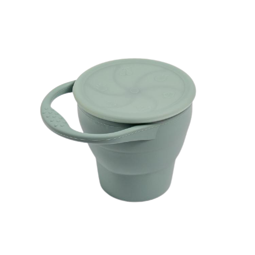Foldable Silicone Snack Cup - Silver Ivory – littleCHEW